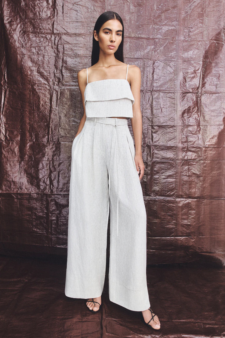 ALTO HIGH WAISTED PANT - WHITE PINSTRIPE
