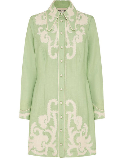RUBY APPLIQUE MINI DRESS -  MINT