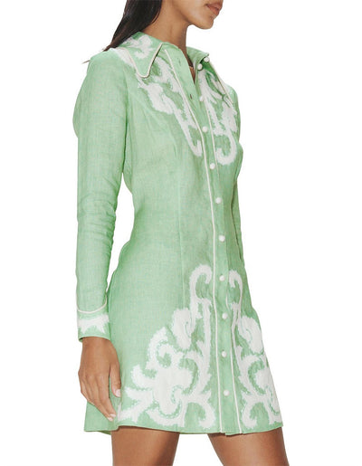 RUBY APPLIQUE MINI DRESS -  MINT