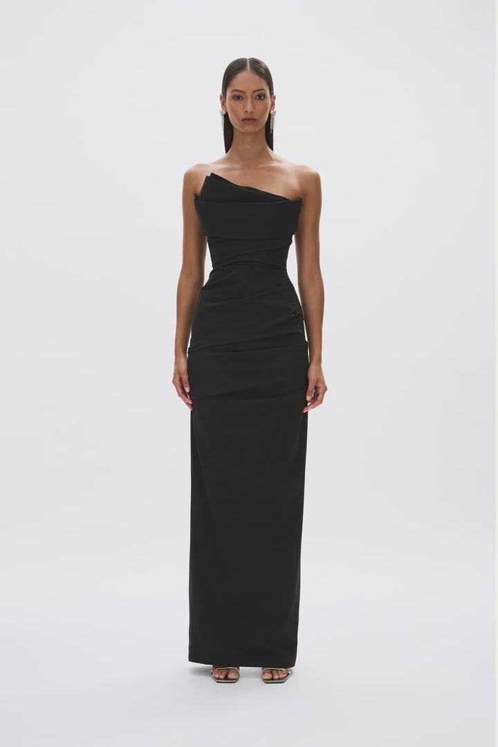 SALMA STRAPLESS GOWN - BLACK