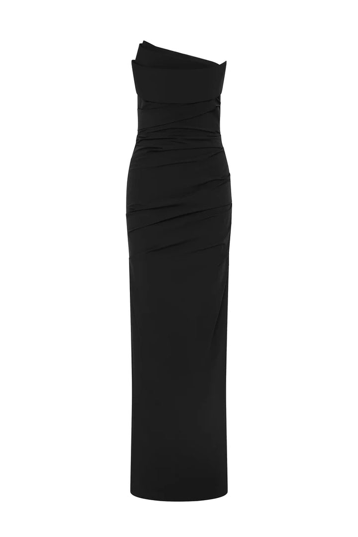 SALMA STRAPLESS GOWN - BLACK