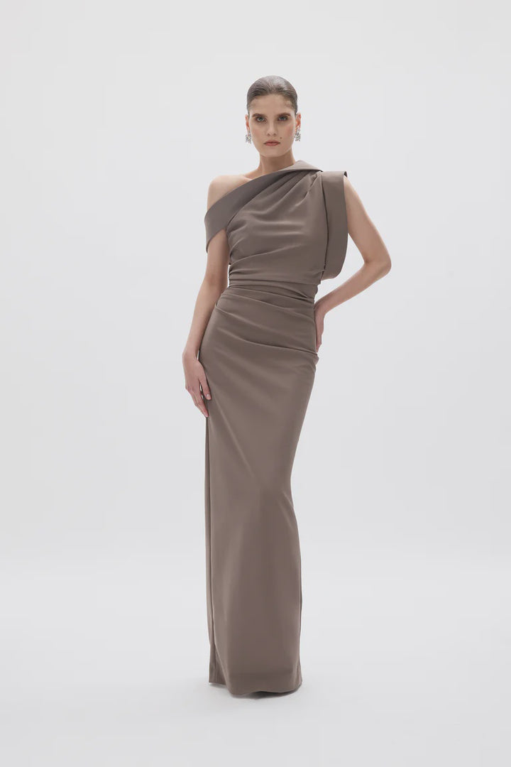 Rowana One Shoulder Gown - Slate