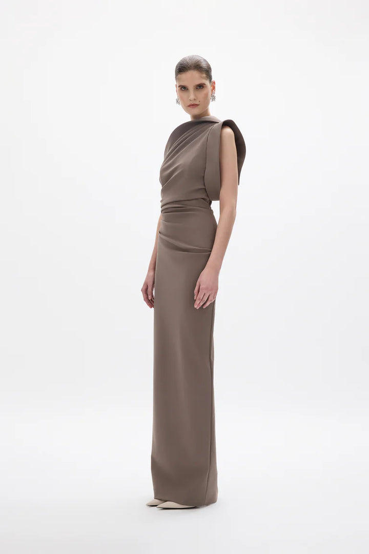 Rowana One Shoulder Gown - Slate