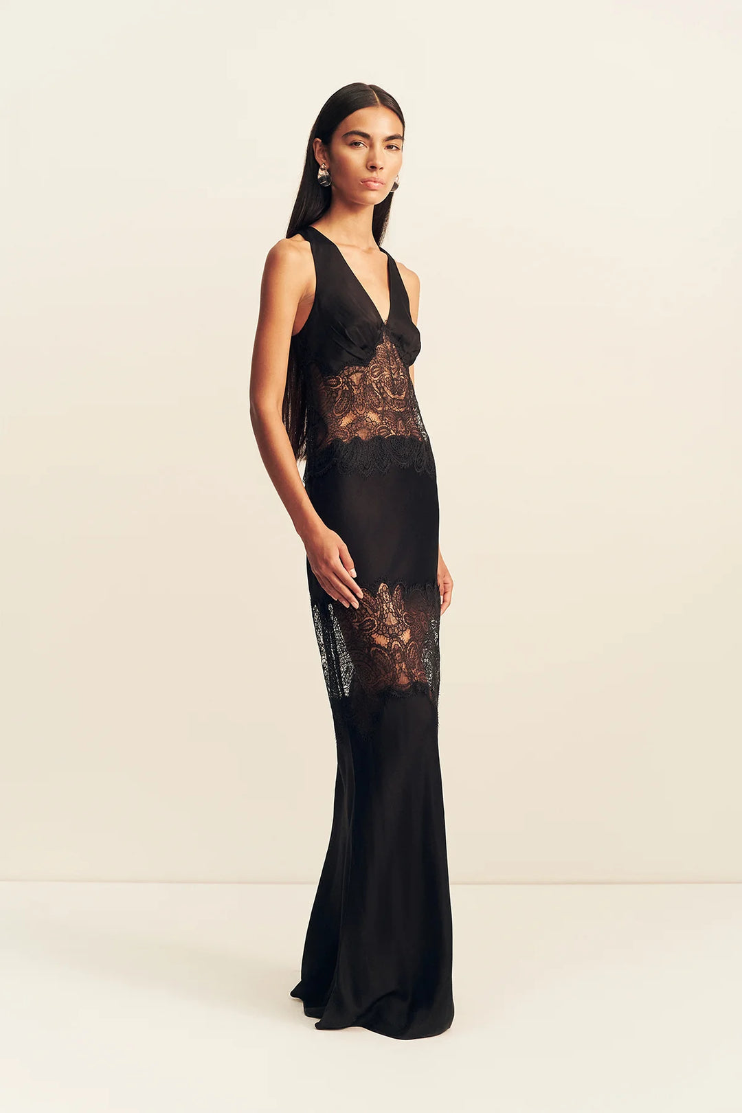JAMILA - LACE PANELLED MAXI DRESS