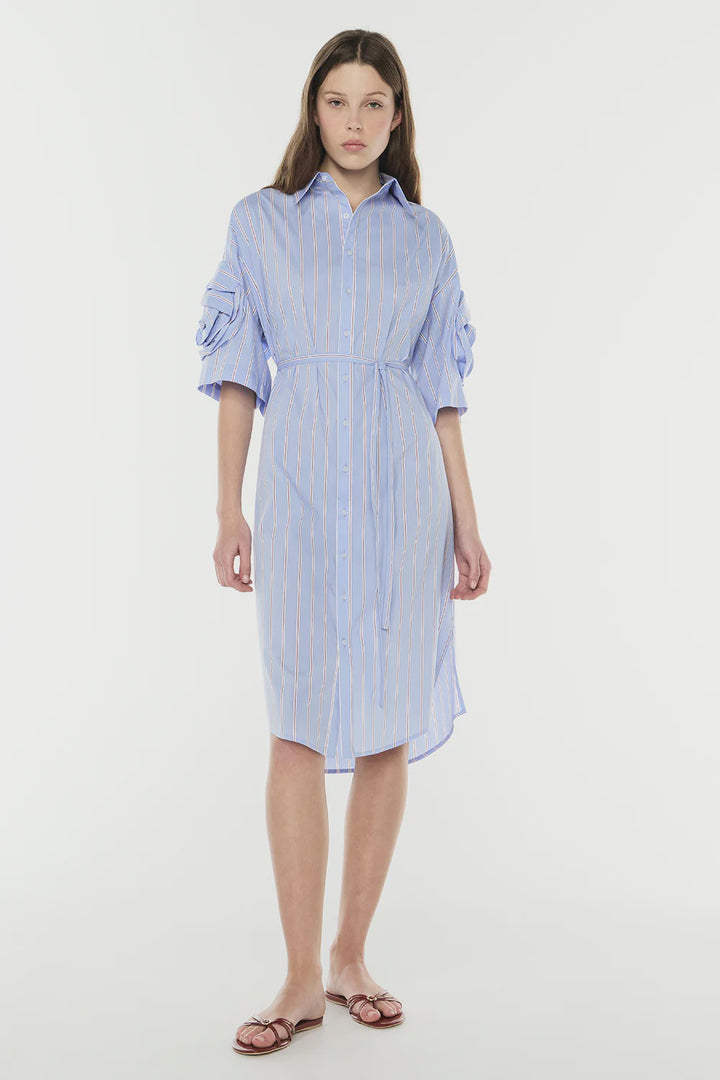 Opposite Energy Shirt Dress - Blue/ Merlot