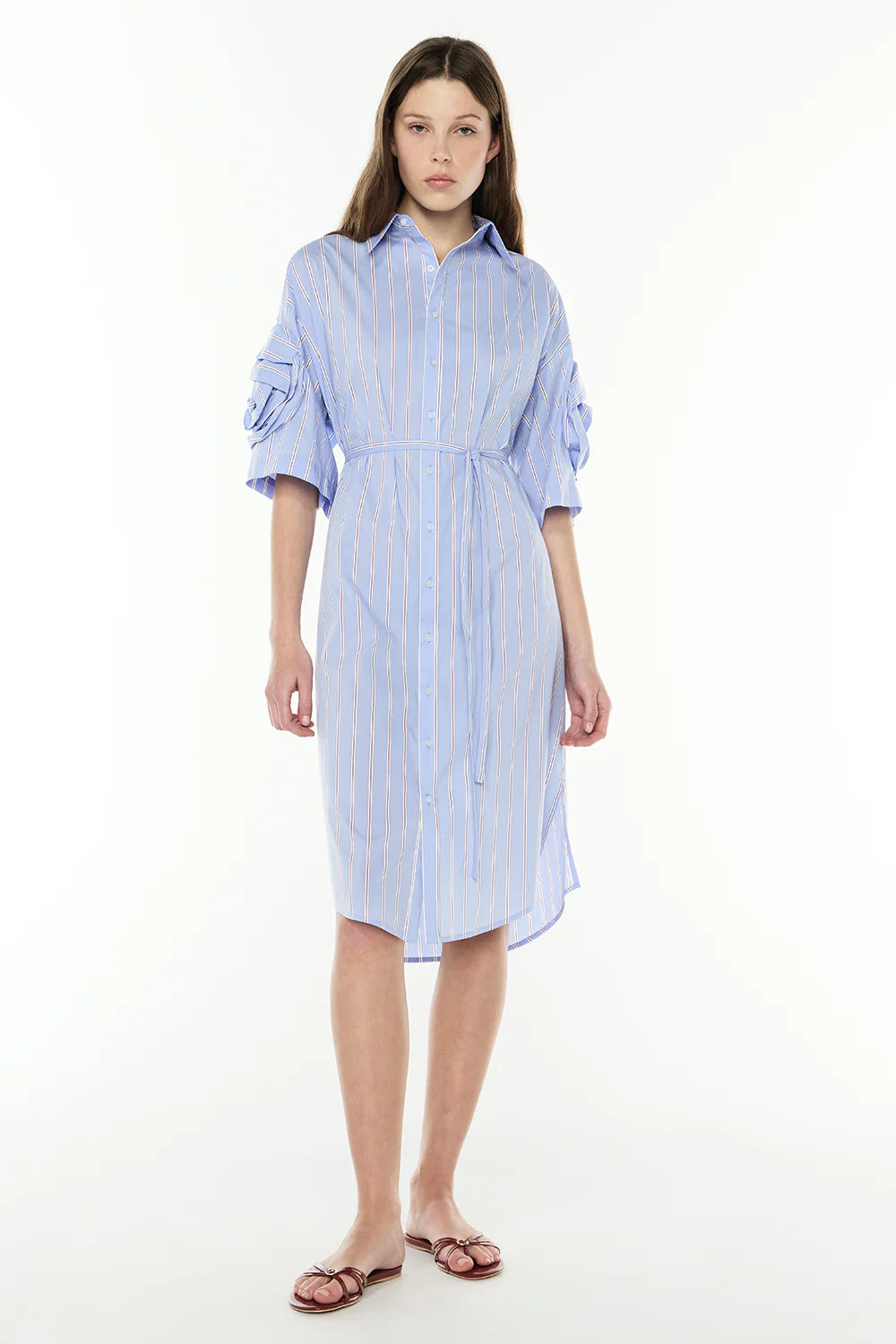 Opposite Energy Shirt Dress - Blue/ Merlot
