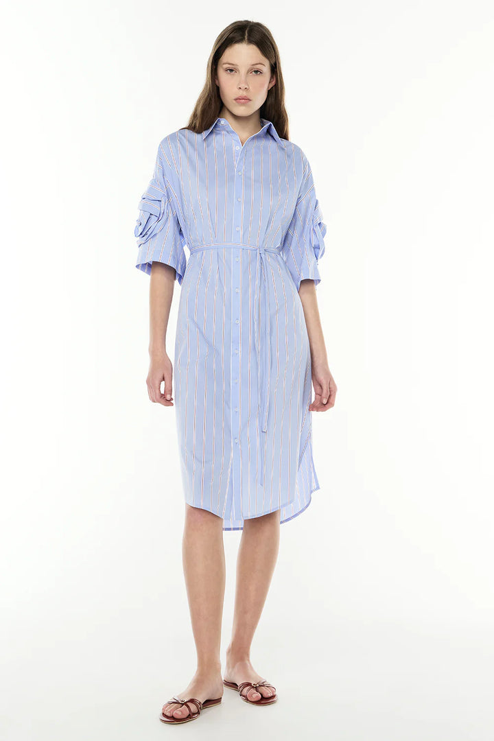 Opposite Energy Shirt Dress - Blue/ Merlot