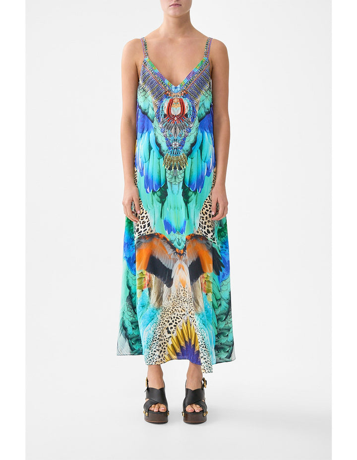 v neck midi slip dress - Jungle flight