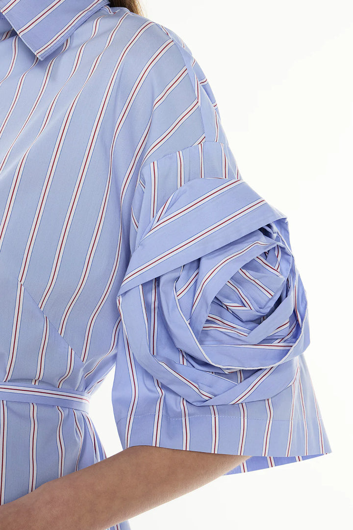 Opposite Energy Shirt Dress - Blue/ Merlot