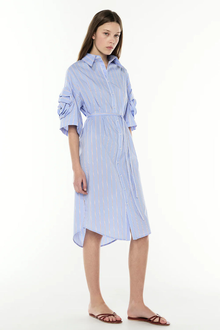 Opposite Energy Shirt Dress - Blue/ Merlot
