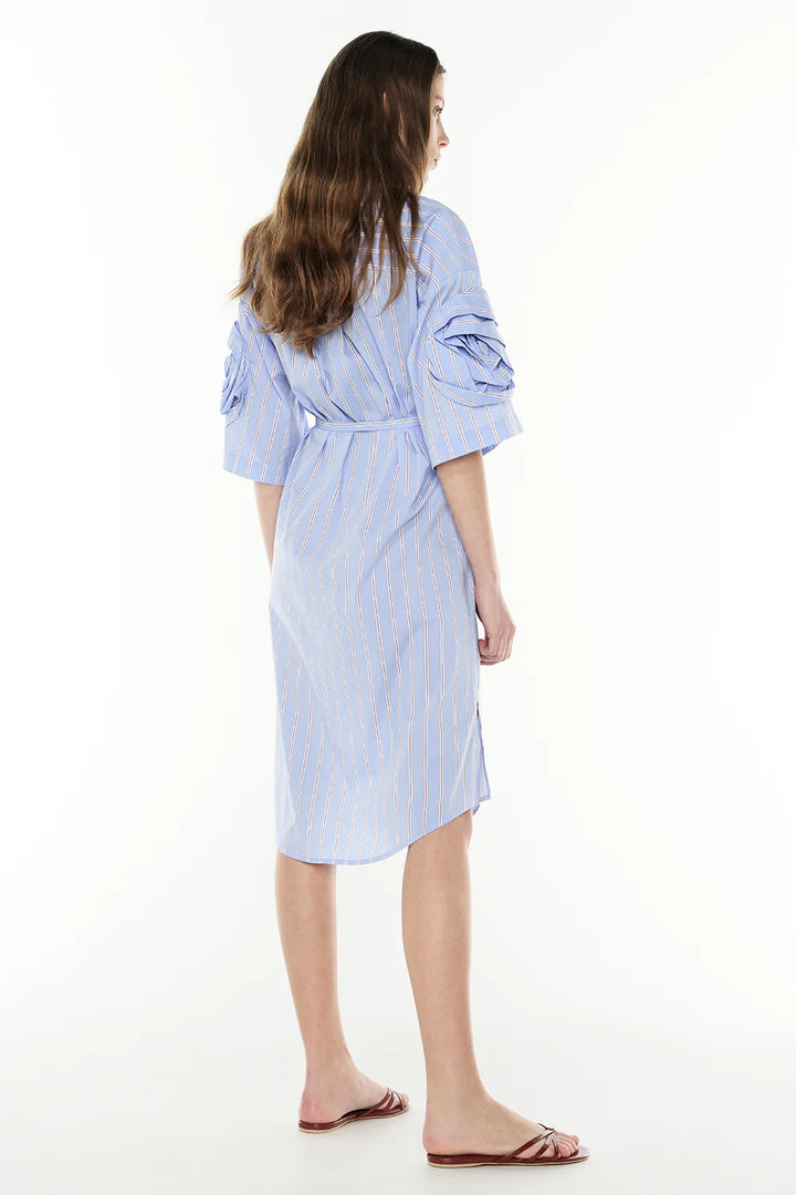 Opposite Energy Shirt Dress - Blue/ Merlot