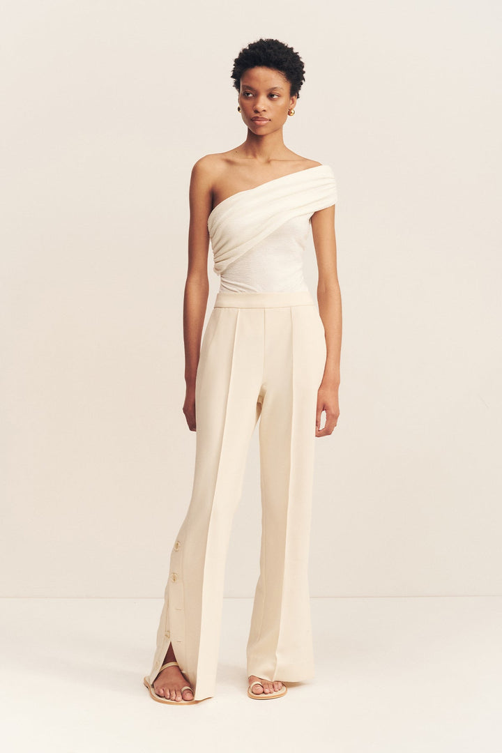 Side Split Button Pant - Rice