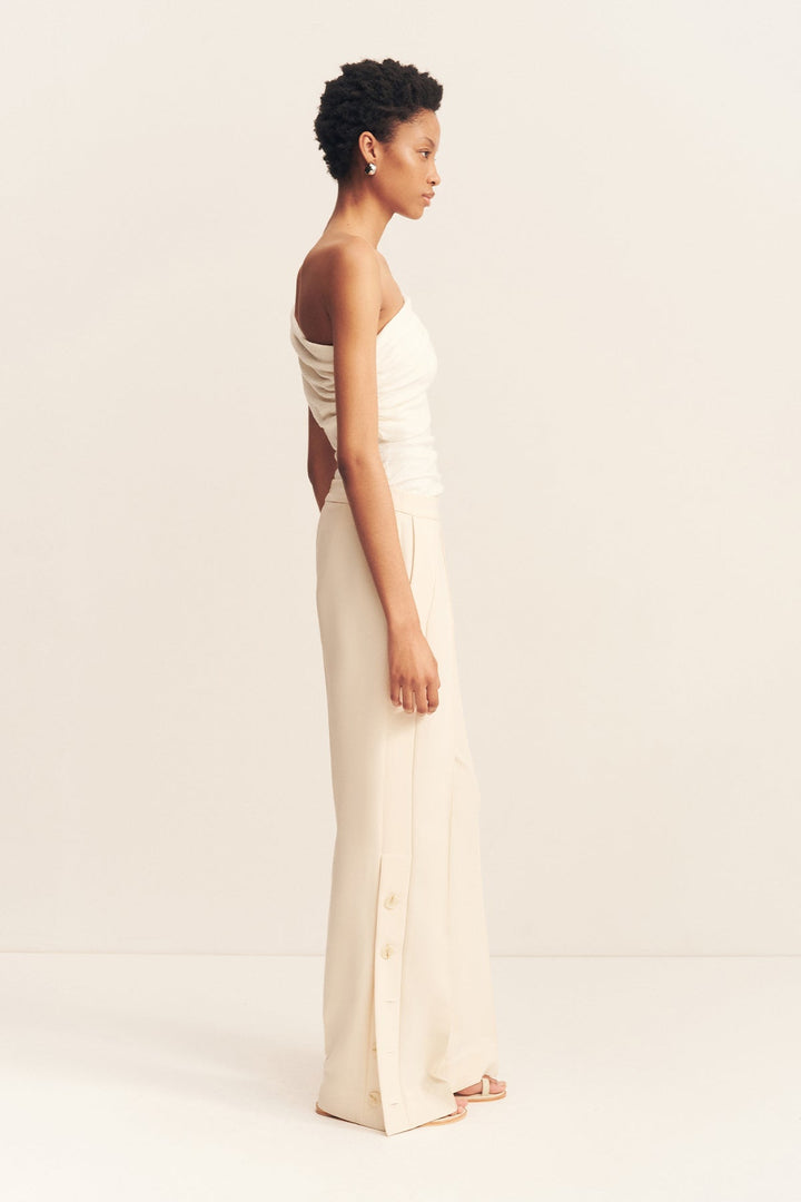 Side Split Button Pant - Rice