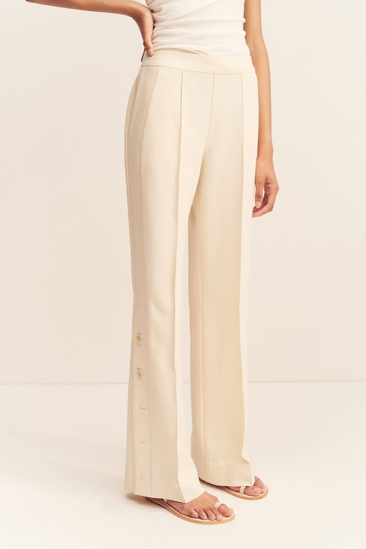 Side Split Button Pant - Rice