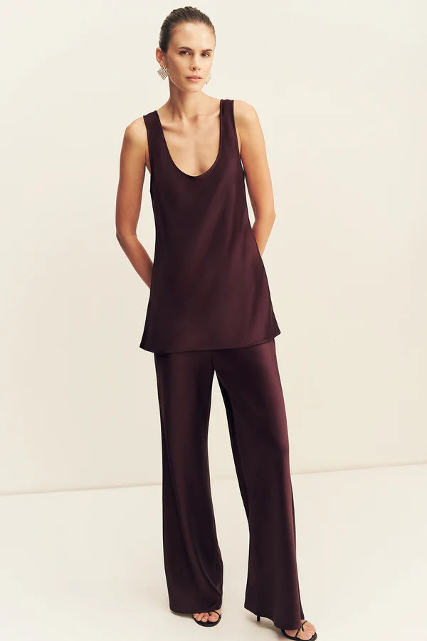 SAVANNA BIAS CUT OUT PANT - PLUM