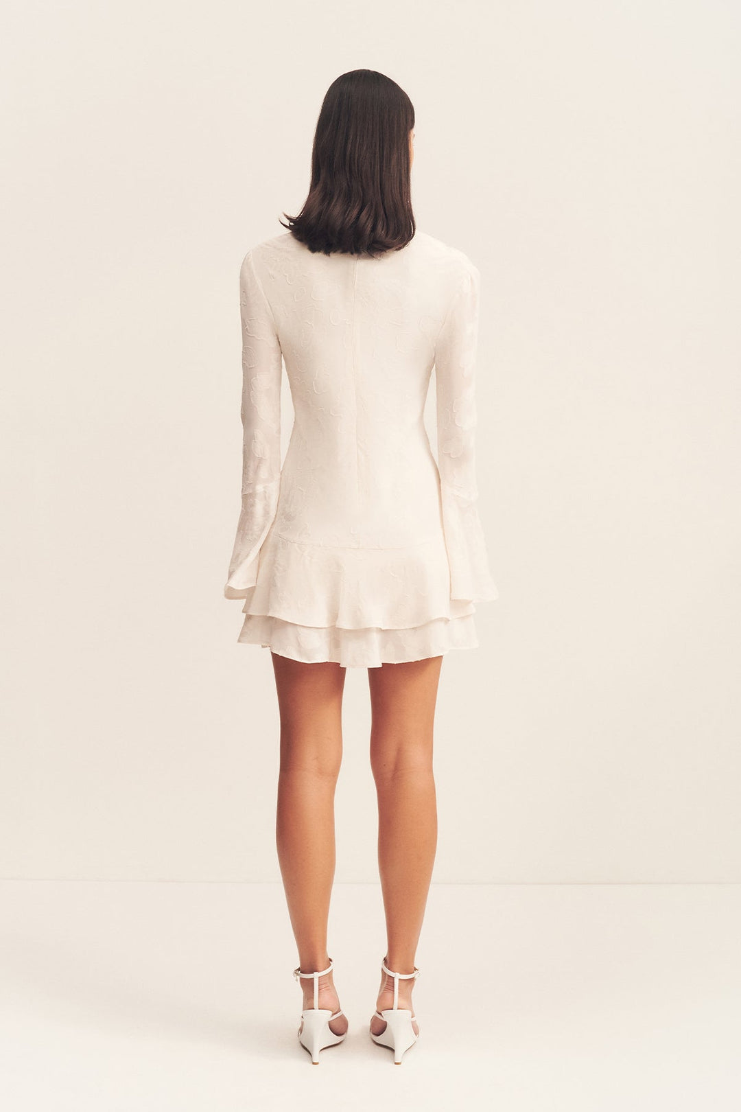 Bowery Long Sleeve Ruffle Mini Dress - Milk