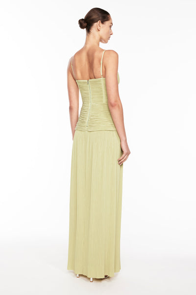 Double Time Pleat Dress - Pistachio