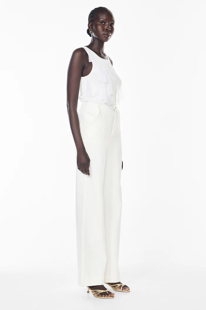 Fringe Accents Top - White