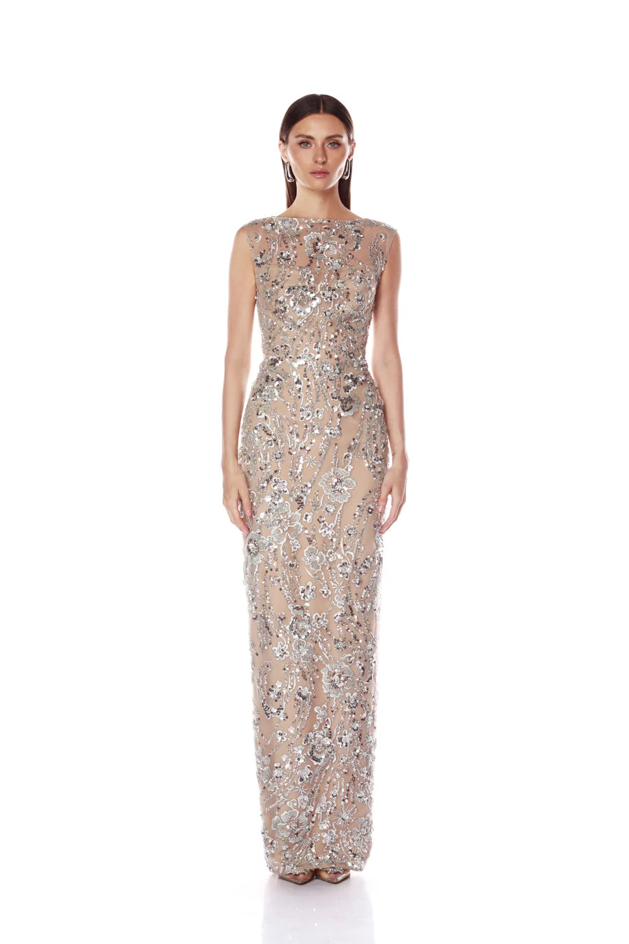 VIOLET MAXI SILVER DRESS