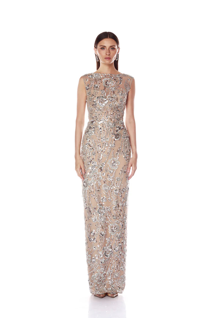 VIOLET MAXI SILVER DRESS