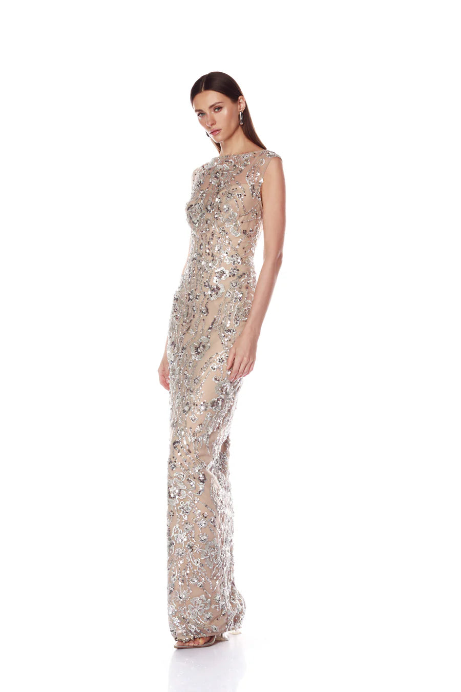 VIOLET MAXI SILVER DRESS