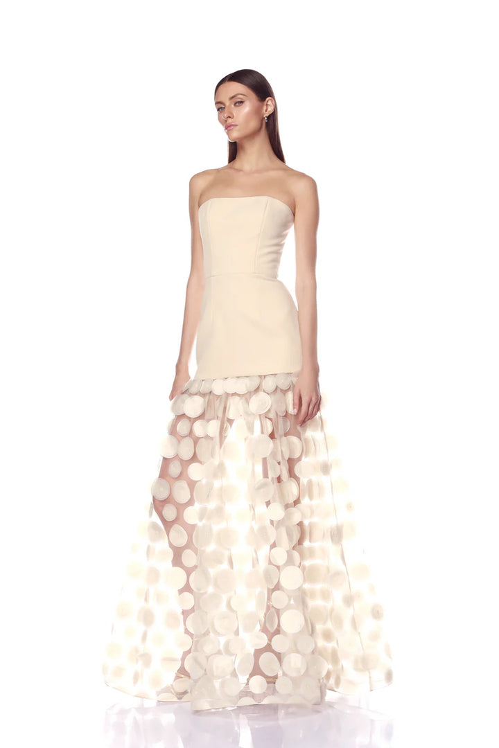 HARPER STRAPLESS CREAM GOWN