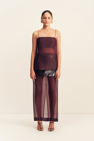 amerie silk sequin maxi skirt - port royale