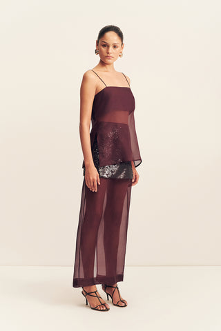 amerie silk sequin maxi skirt - port royale