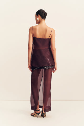 amerie silk sequin maxi skirt - port royale