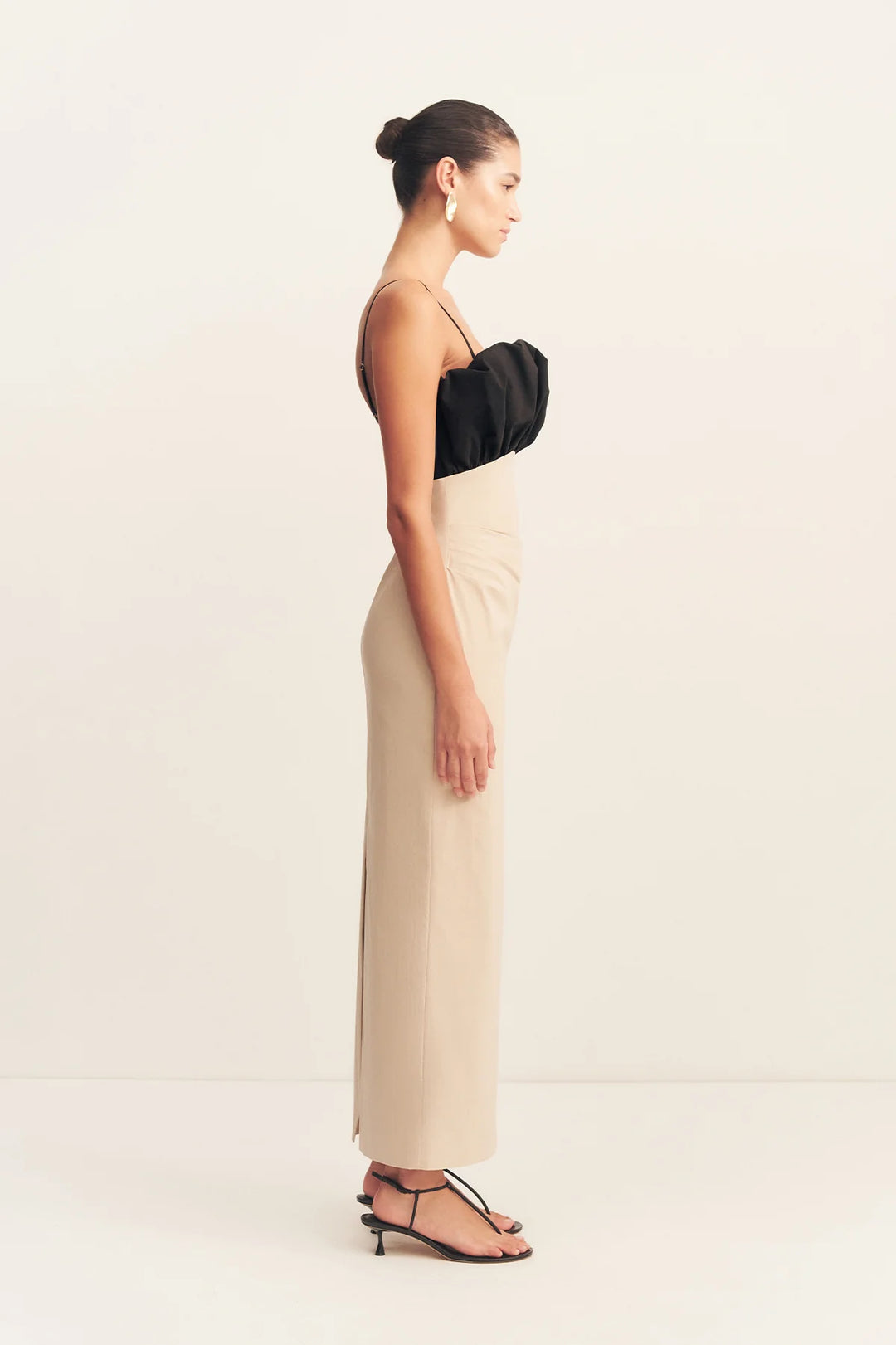 CAMPBELL BUBBLE BODICE MAXI DRESS - OAT MILK