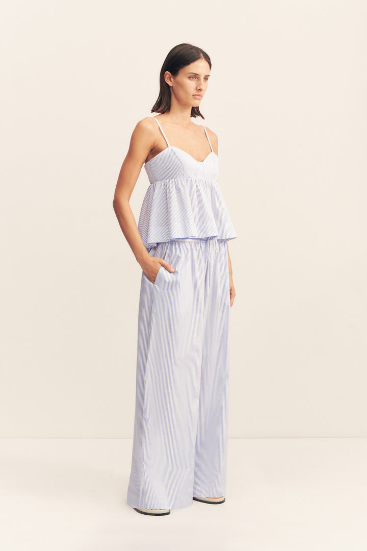 SAUNDERS WIDE LEG PANT - MARINE STRIPE