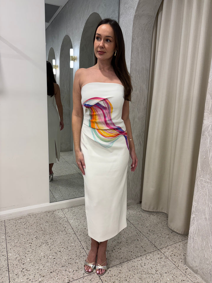 Vibrations Strapless Dress - White Multi