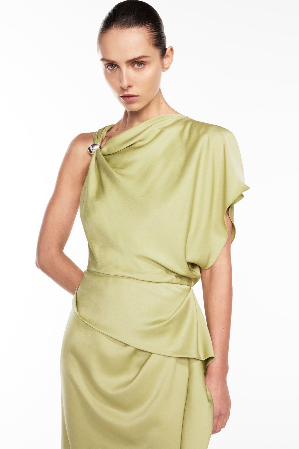 Melodrama Asymmetric Dress - Green tea