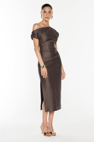 ART & SOUL MIDI DRESS - COCOA