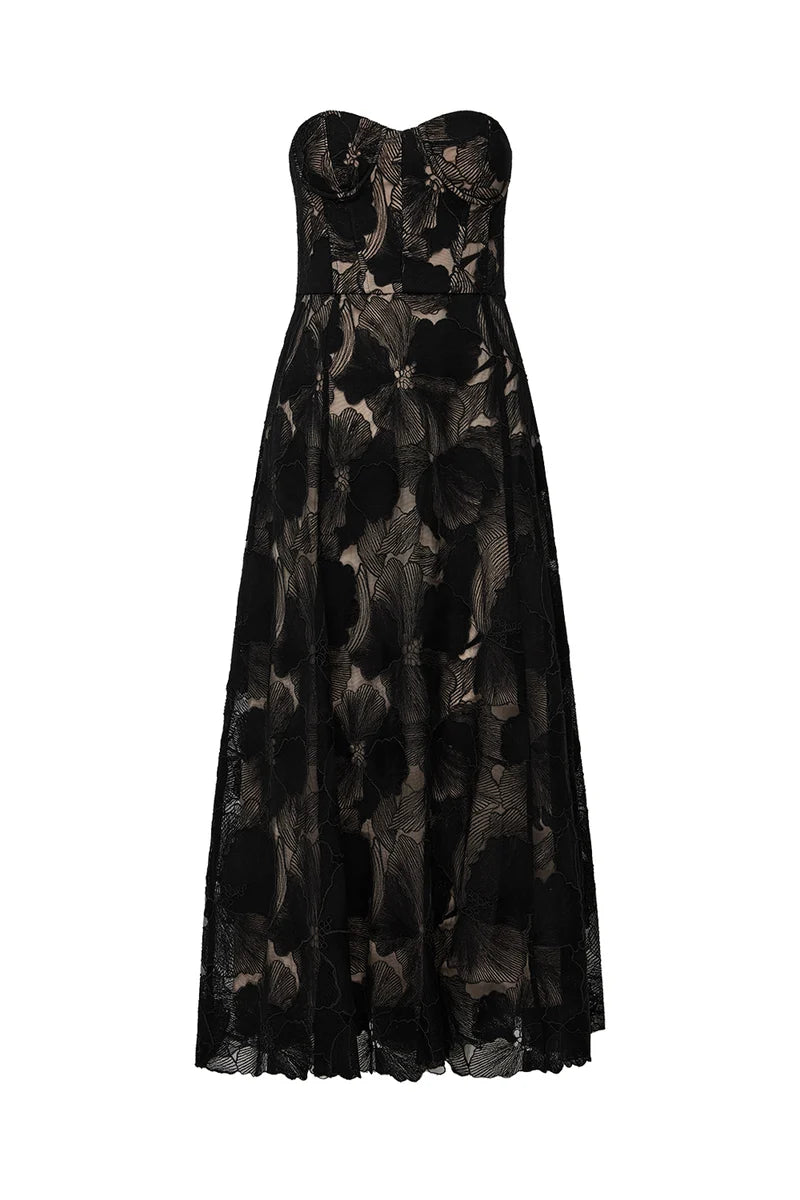 Sheer Force Strapless Dress - Black