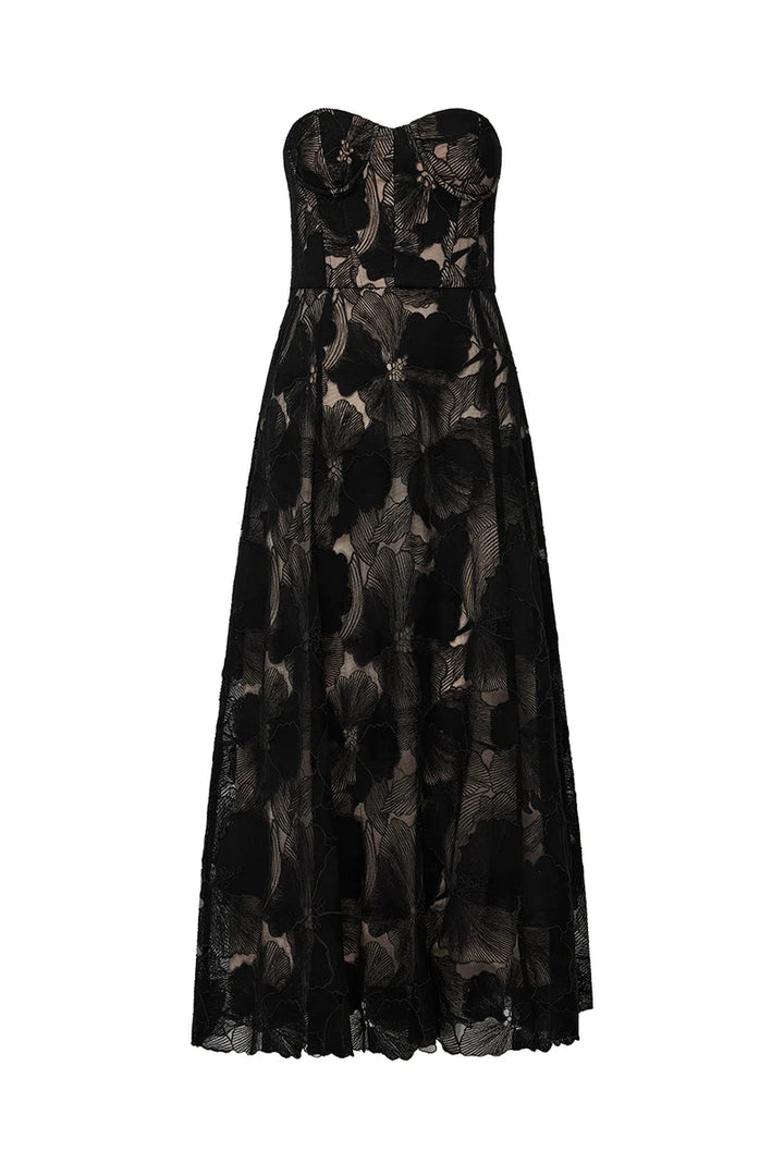 Sheer Force Strapless Dress - Black
