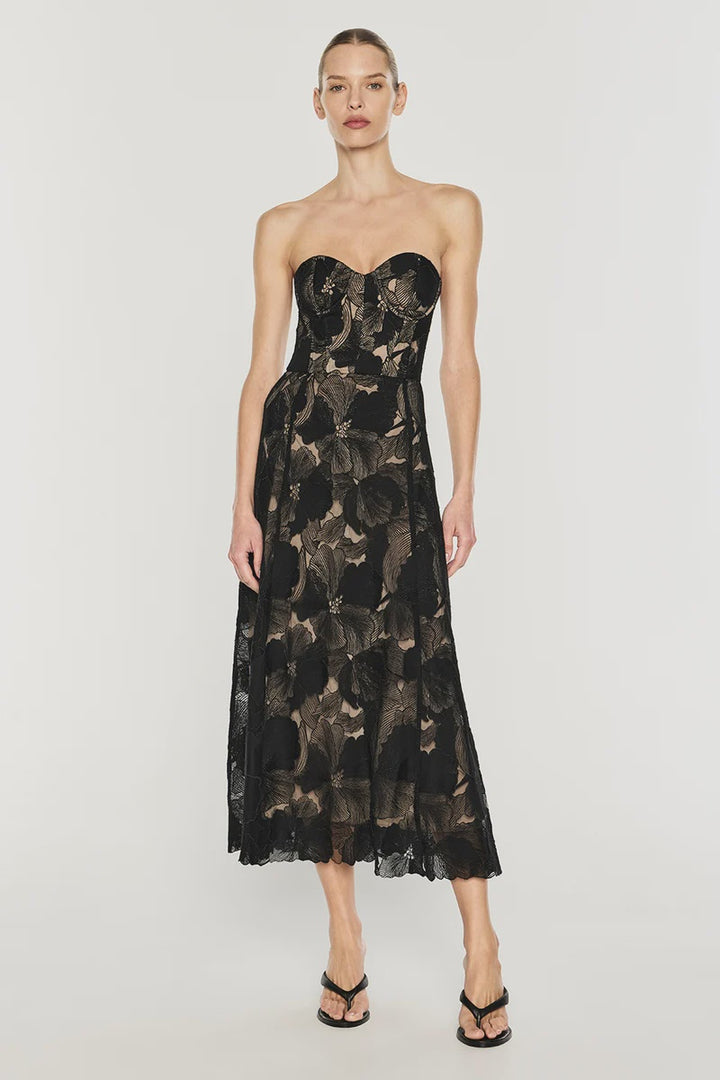 Sheer Force Strapless Dress - Black