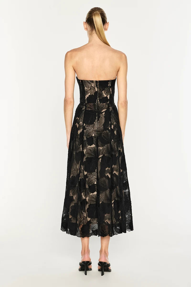Sheer Force Strapless Dress - Black