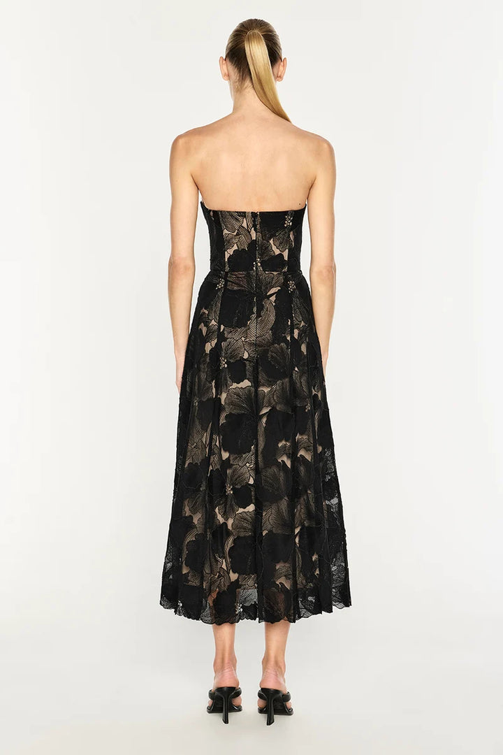 Sheer Force Strapless Dress - Black