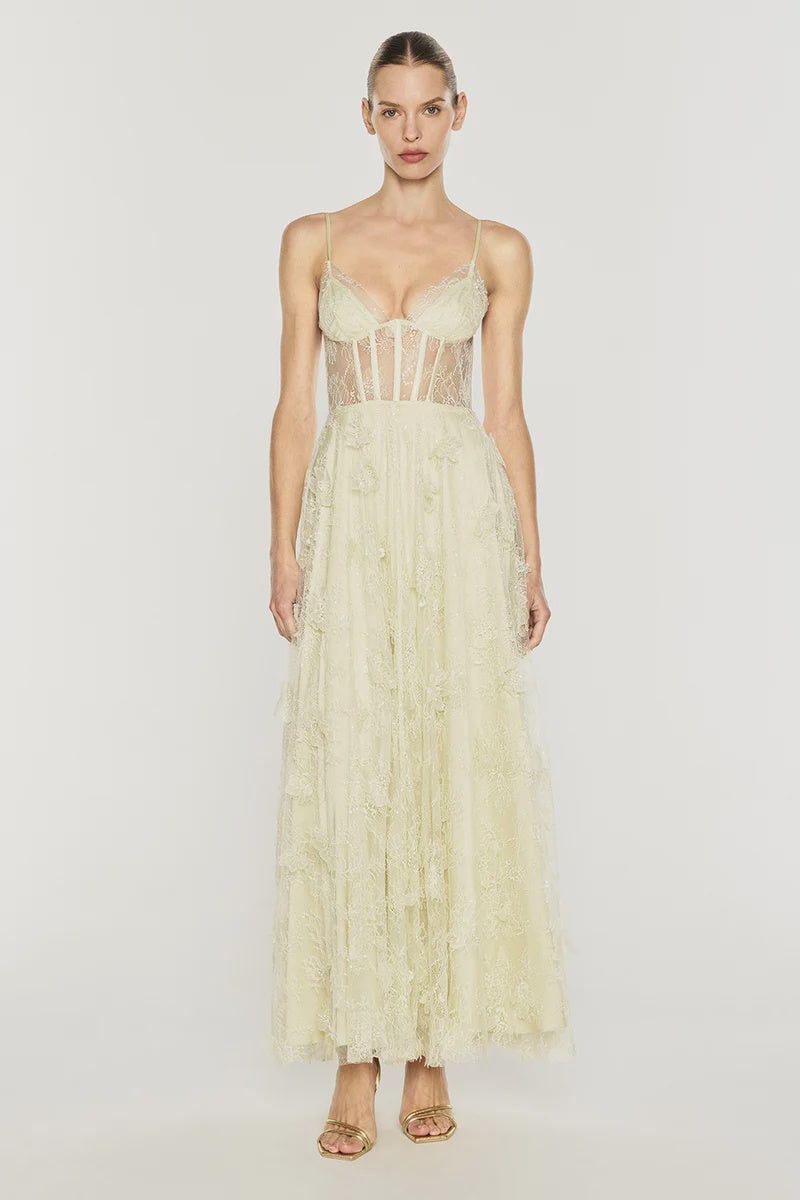 Perfectly Poetic Corset Gown - Soft Green