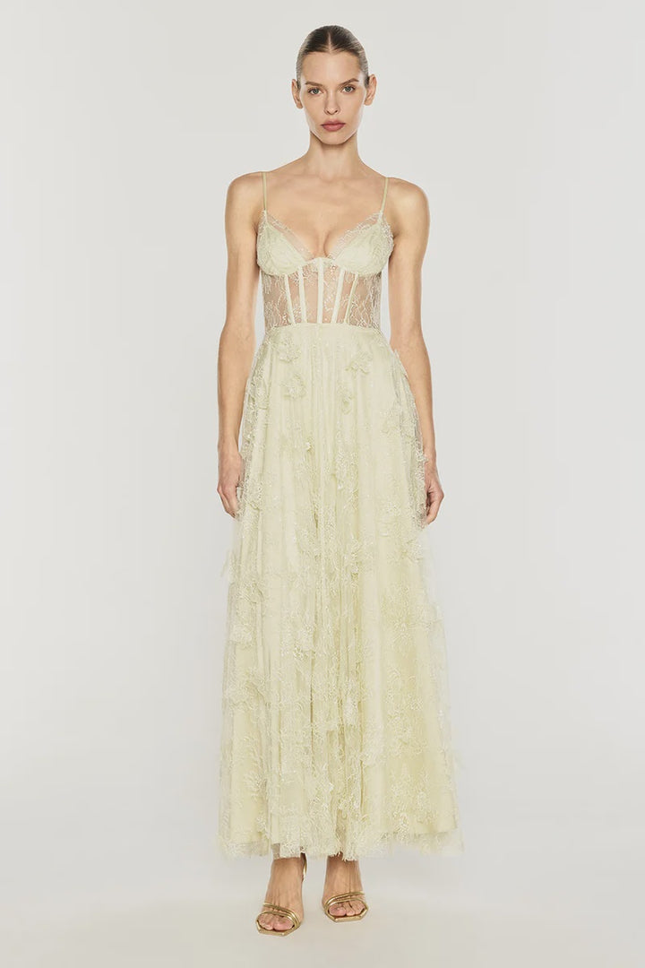 Perfectly Poetic Corset Gown - Soft Green
