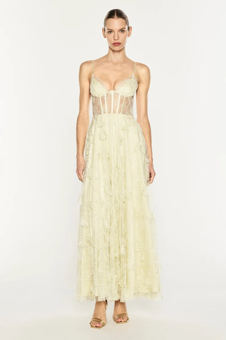 Perfectly Poetic Corset Gown - Soft Green