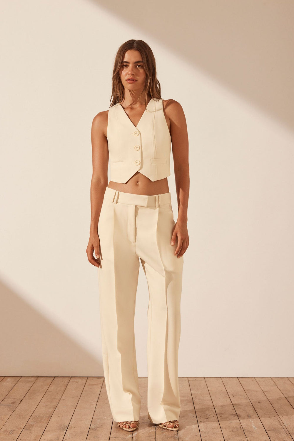 Irena Low Rise Slouch Pant - Rice
