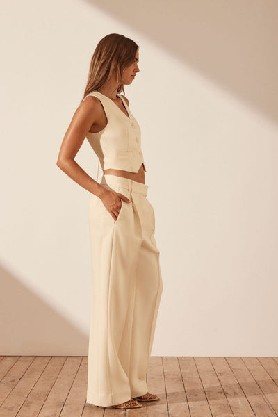 Irena Low Rise Slouch Pant - Rice