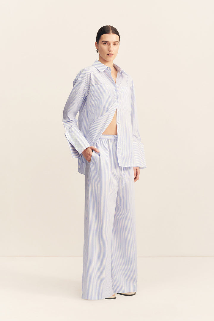 SAUNDERS WIDE LEG PANT - MARINE STRIPE