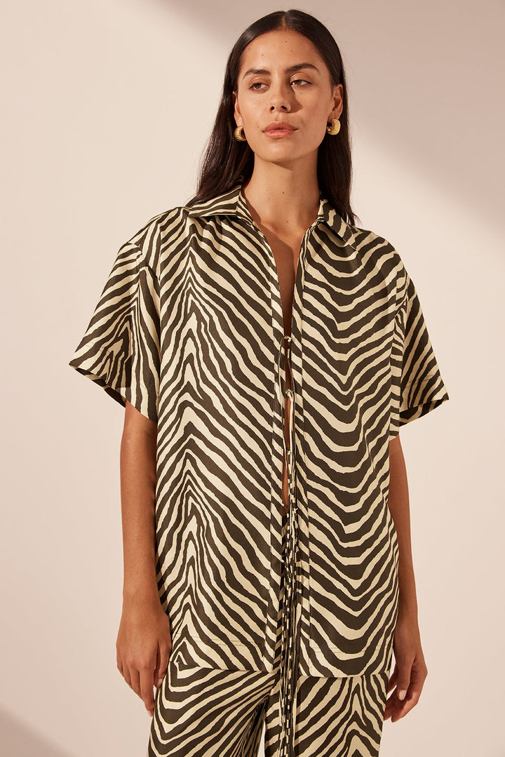 Sana Silk Relaxed Pant - Bone/Chocolate