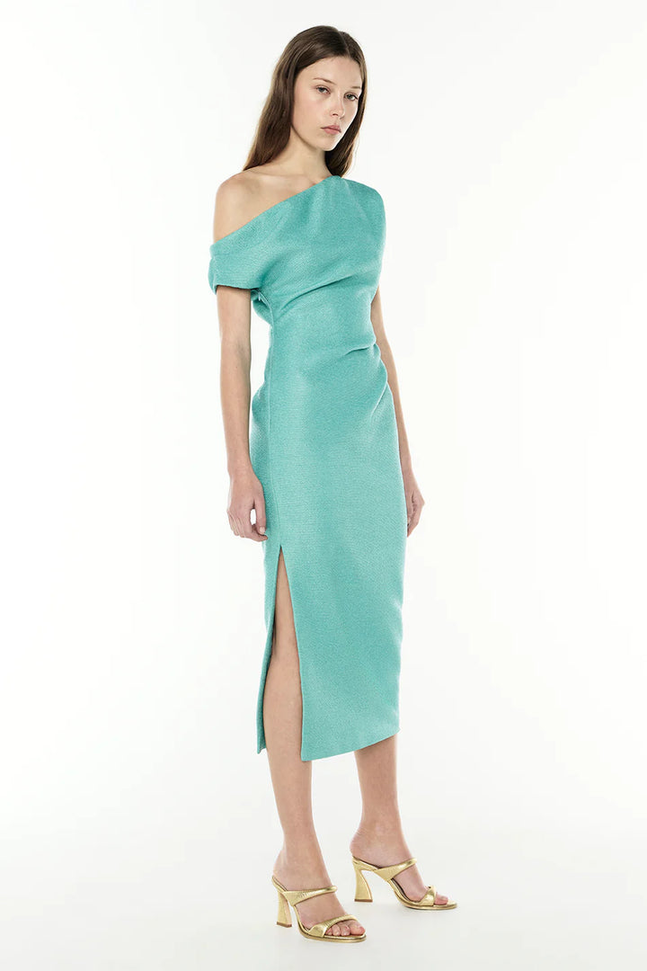 VENETIAN HOLIDAY MIDI DRESS - AQUA