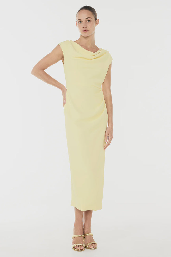 Magic Hour Drape Dress - Pastel Yellow