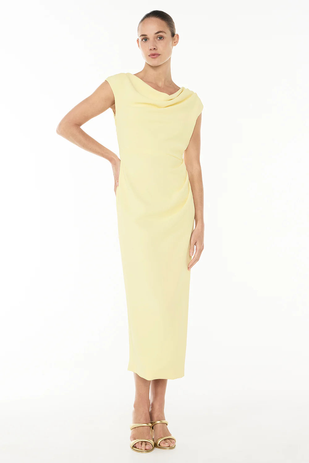 Magic Hour Drape Dress - Pastel Yellow