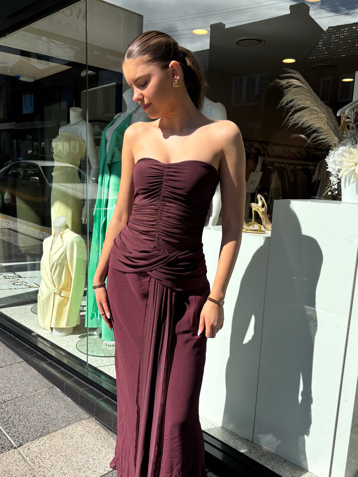 Noemi Strapless Dress - Plum